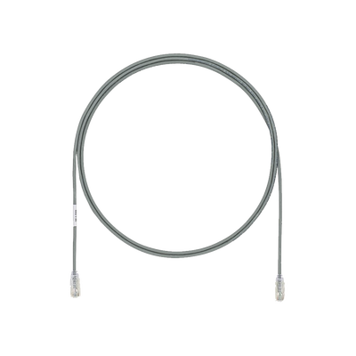Cable de Parcheo UTP Cat6A, CM/LSZH, Diámetro Reducido (28AWG), Color Gris, 0.30 Metros (1 Pie)