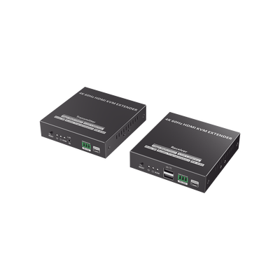 Kit Extensor KVM (HDMI y USB) hasta 120 metros | Transmite el Video y Controla tu DVR vía USB a distancia | Soporta resolución 4K @60Hz | Cat 6, 6a y 7 | Salida Loop en el Tx para visualización local  