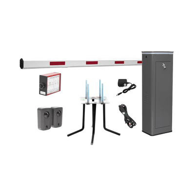 Kit COMPLETO Barrera Izquierda XBF Con Corona LED / Brazo de 3M / Incluye Sensor de Masa, Transformador, Lazo Magnético, Ancla, Fotoceldas y 2 Controles Inalámbricos