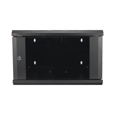 Gabinete de Pared Desarmado / 6U / 19 Pulgadas / 600 x 550 x 382 mm / Cristal Templado 5 mm / Carga Estática 60 kg / Acero SPCC RAL 9004 / IP20 Interior / RoHS