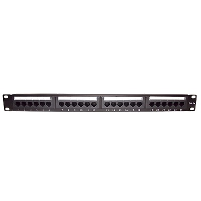Panel de Parcheo de Impacto (110) UTP de 24 Puertos Cat5e, 19 Pulgadas con Barra para Organizar Cable