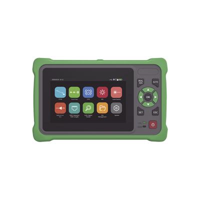 OTDR Touch para Pruebas en los Enlaces de Fibra Óptica / Longitudes de Onda 1310nm y 1550nm / Función VFL 10mW / Función OPM / Función de Mapeo de Cables de Red RJ45 / Recargable / Distancia de Prueba de hasta 260 Kilóme
