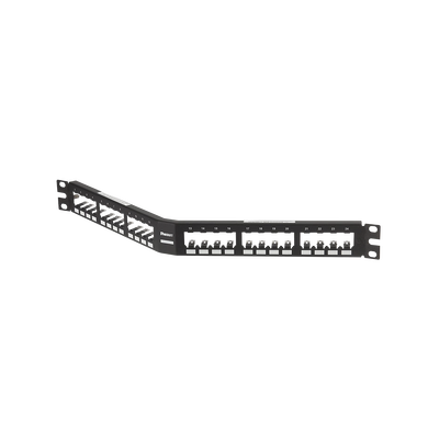 Panel de Parcheo Modular Mini-Com (Sin Conectores), Angulado, Totalmente Blindado, de 24 Puertos, 1UR