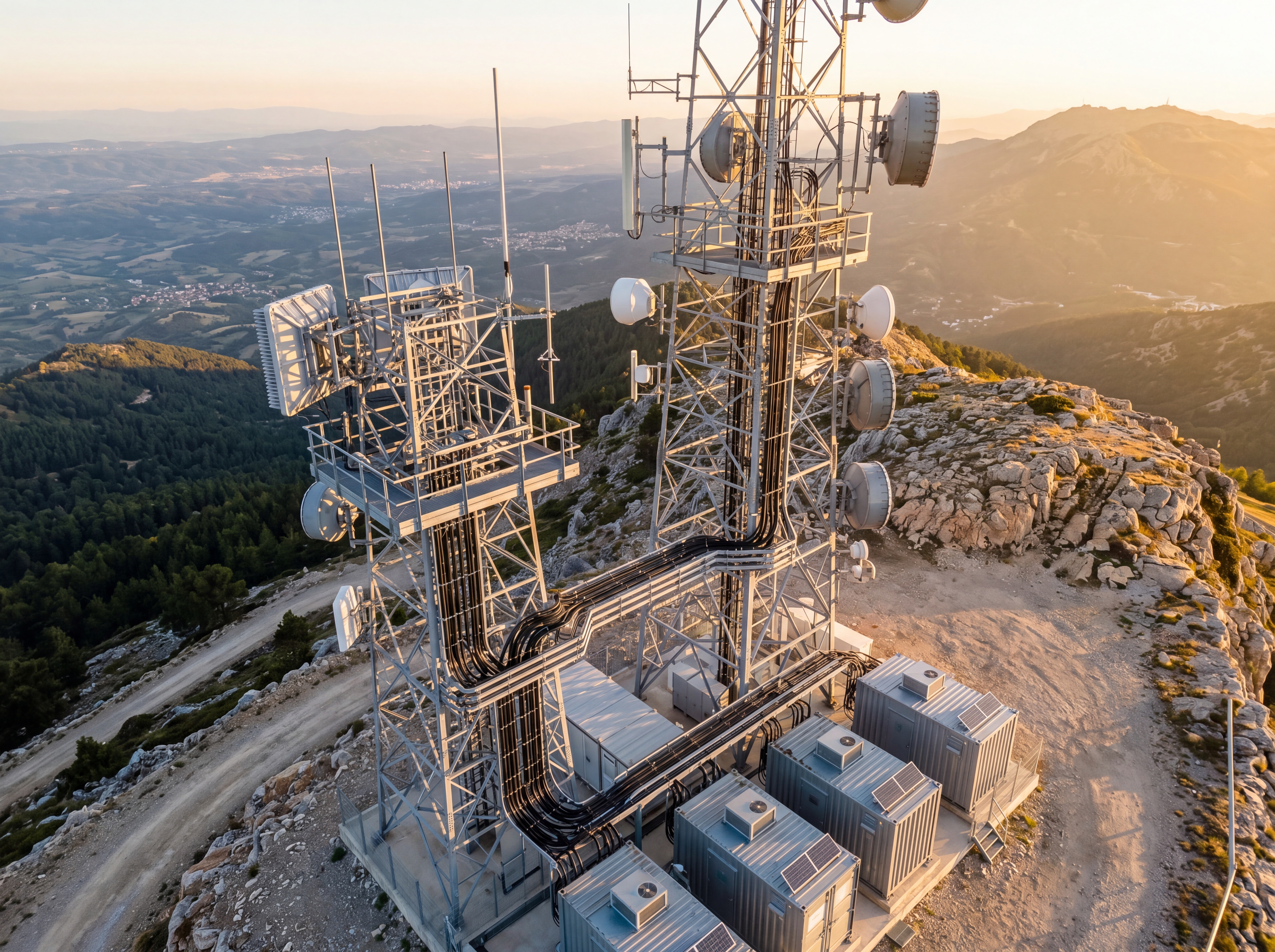 Torre de radiocomunicación en montaña
